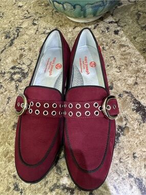 Marc Joseph Burgundy Slip-On Loafers with Grommet Strap